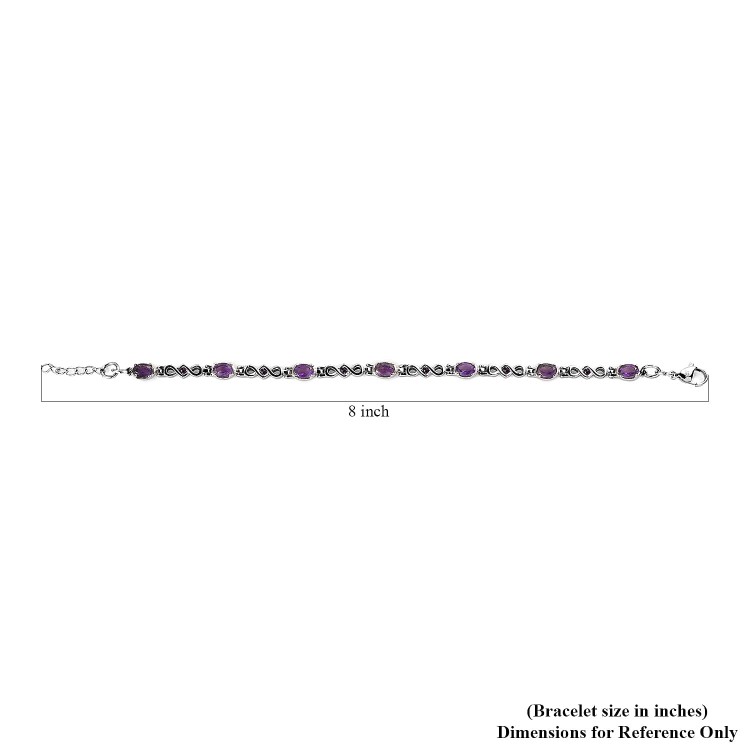Amethyst Bracelet in Stainless Steel (7.25-8In) 2.85 ctw , Tarnish-Free, Waterproof, Sweat Proof Jewelry
