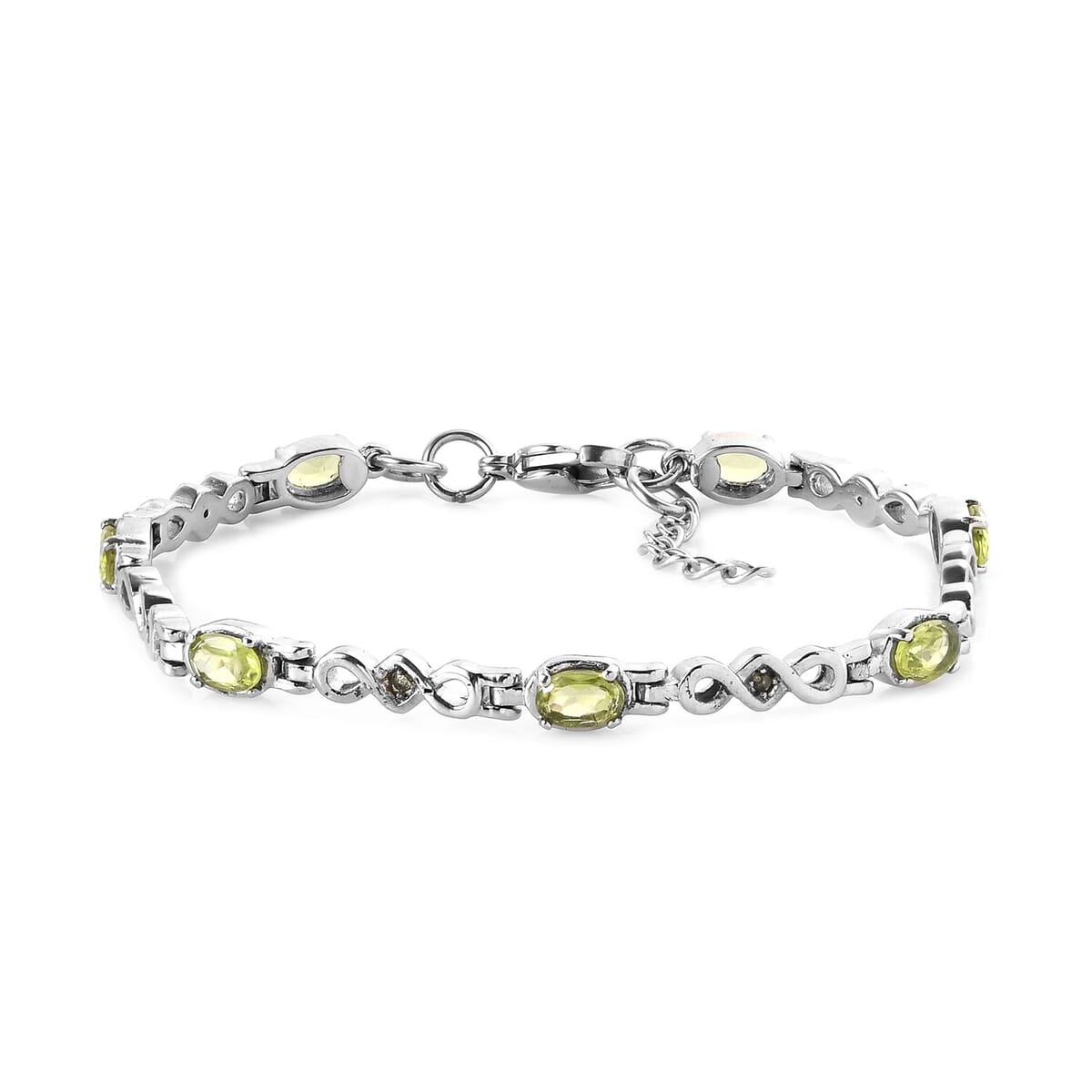 Peridot Bracelet in Stainless Steel (7.25 In) 3.60 ctw image number 0