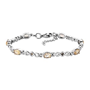 Brazilian Citrine Bracelet in Stainless Steel (7.25-8.0In) 3.00 ctw , Tarnish-Free, Waterproof, Sweat Proof Jewelry