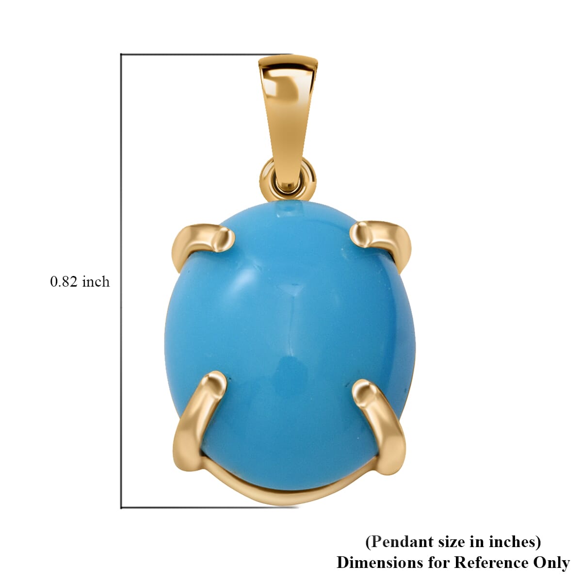 Luxoro 10K Yellow Gold Premium Sleeping Beauty Turquoise Solitaire Pendant 2.90 ctw image number 3