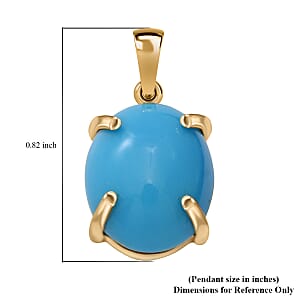 Luxoro 10K Yellow Gold Premium Sleeping Beauty Turquoise Solitaire Pendant without Chain 2.90 ctw