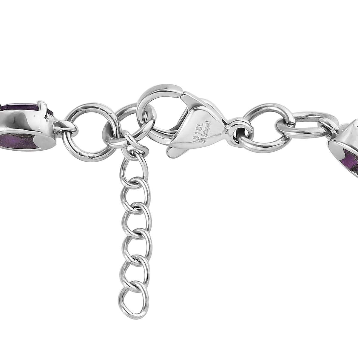 Multi Gemstone Bracelet in Stainless Steel (7.25-8In) 3.30 ctw , Tarnish-Free, Waterproof, Sweat Proof Jewelry image number 3