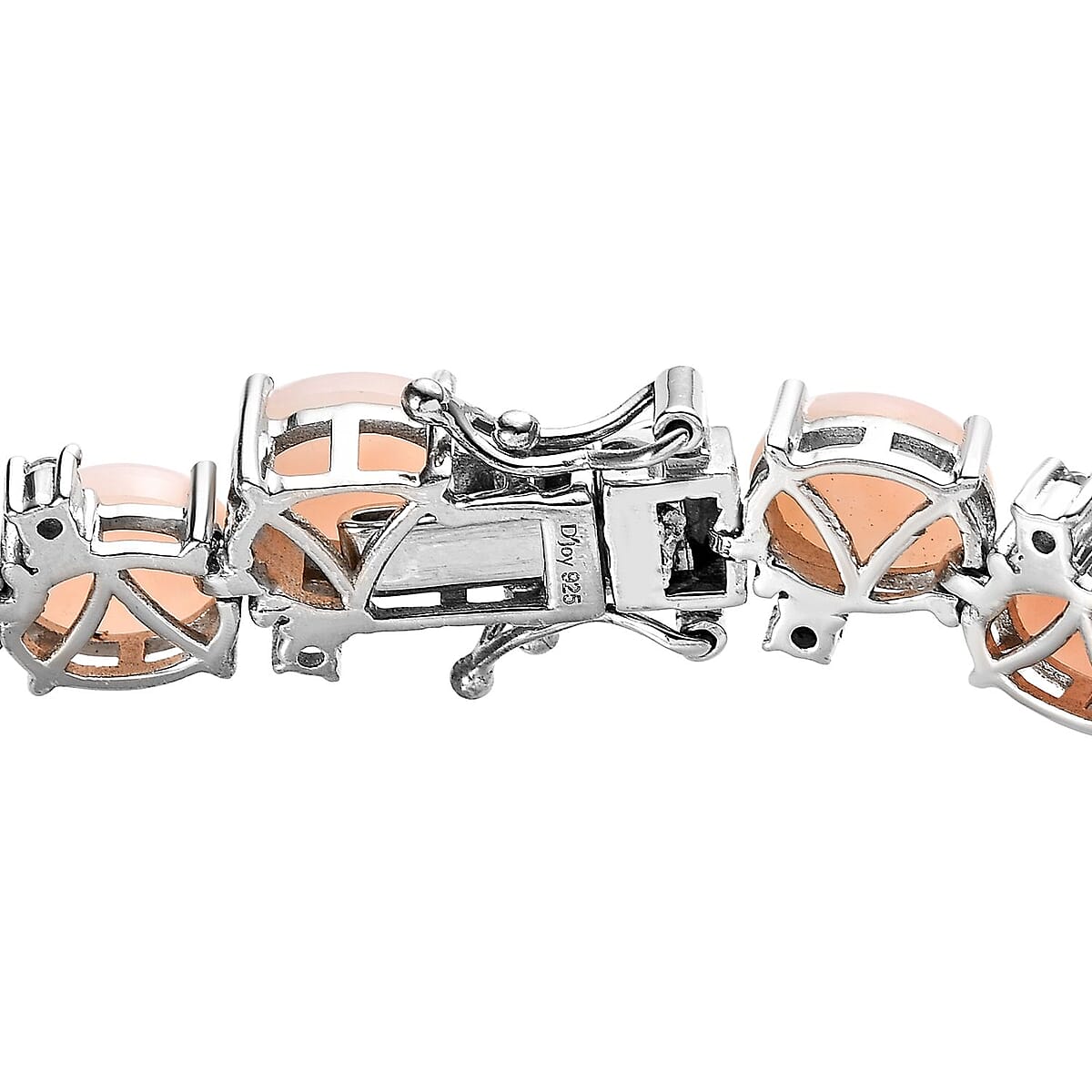  Premium Peruvian Pink Opal and White Zircon Bracelet in Platinum Over Sterling Silver (6.50 In) 24.15 ctw (Del. in 7-10 Days) image number 0 Premium Peruvian Pink Opal and White Zircon Brac image number 3