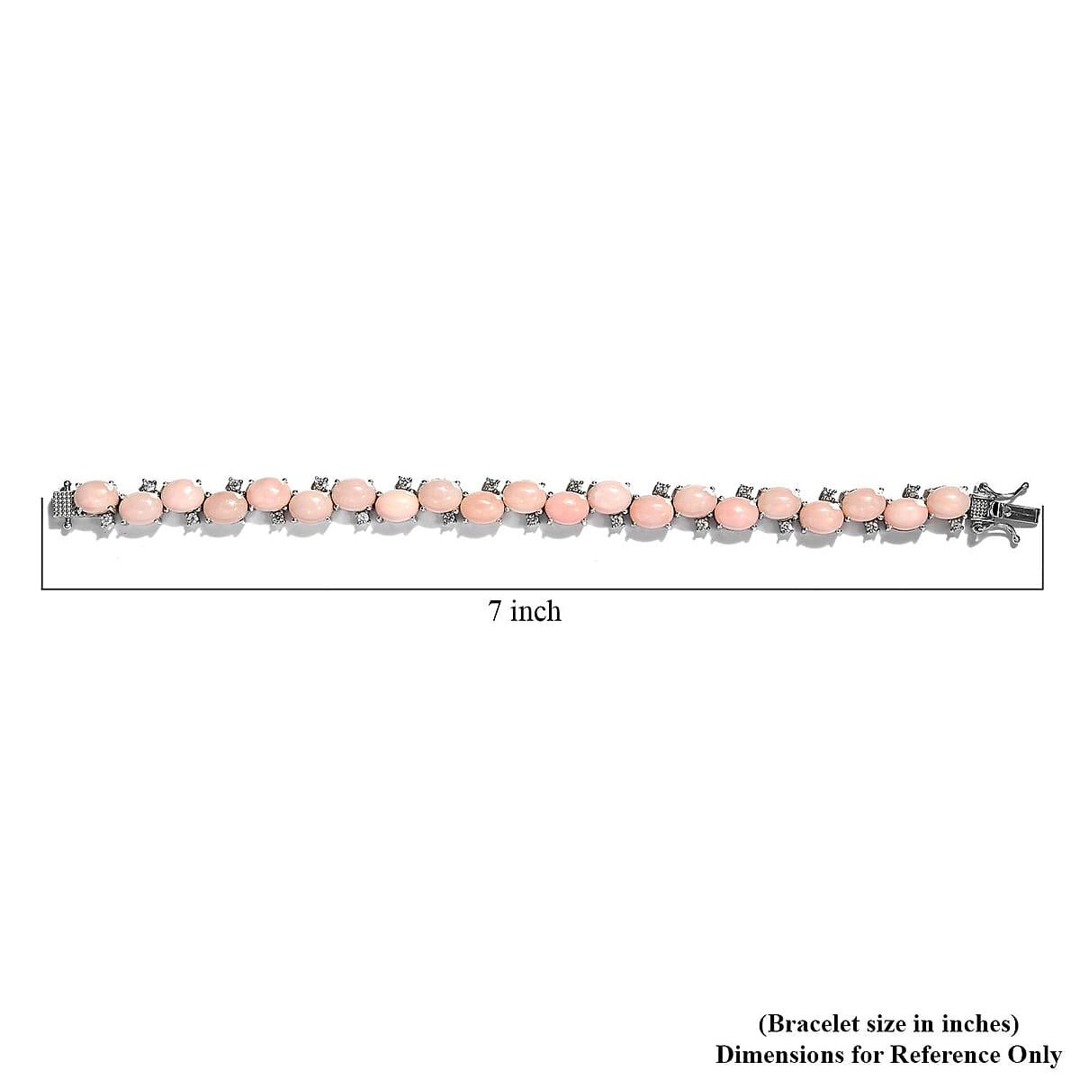  Premium Peruvian Pink Opal and White Zircon Bracelet in Platinum Over Sterling Silver (6.50 In) 24.15 ctw (Del. in 7-10 Days) image number 0 Premium Peruvian Pink Opal and White Zircon Brac image number 4