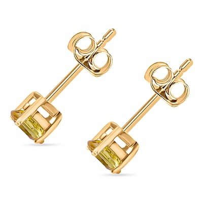 Luxoro 10K Yellow Gold Premium Yellow Sapphire Solitaire Stud Earrings 1.00 ctw