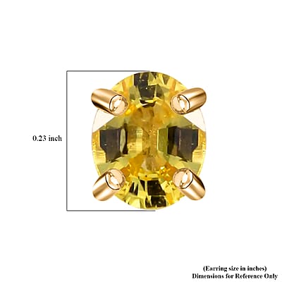 Luxoro 10K Yellow Gold Premium Yellow Sapphire Solitaire Stud Earrings 1.00 ctw