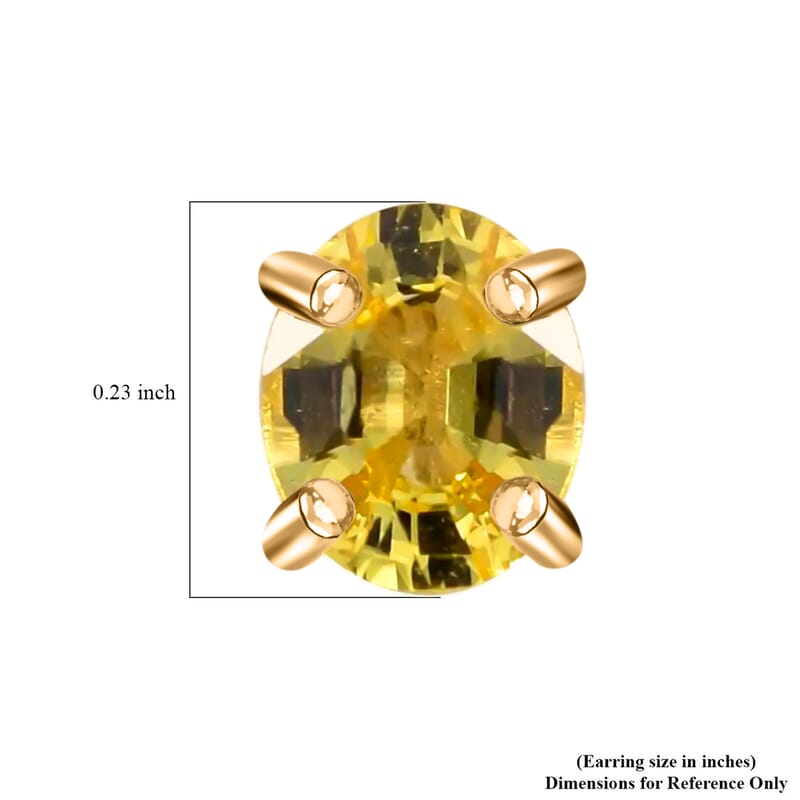 Luxoro 10K Yellow Gold Premium Yellow Sapphire Solitaire Stud Earrings 1.00 ctw