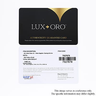 Luxoro 10K Yellow Gold Premium Yellow Sapphire Solitaire Stud Earrings 1.00 ctw