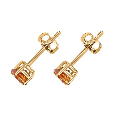 Luxoro 10K Yellow Gold Premium Orange Sapphire Solitaire Stud Earrings 1.10 ctw