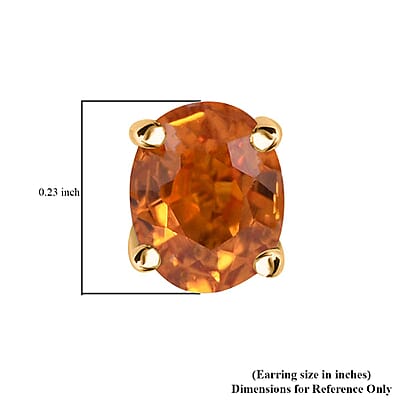 Luxoro 10K Yellow Gold Premium Orange Sapphire Solitaire Stud Earrings 1.10 ctw