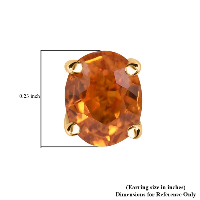 Luxoro 10K Yellow Gold Premium Orange Sapphire Solitaire Stud Earrings 1.10 ctw