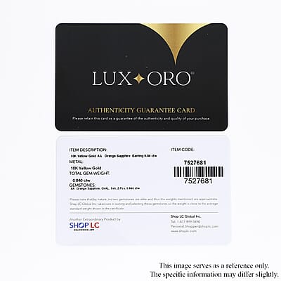 Luxoro 10K Yellow Gold Premium Orange Sapphire Solitaire Stud Earrings 1.10 ctw