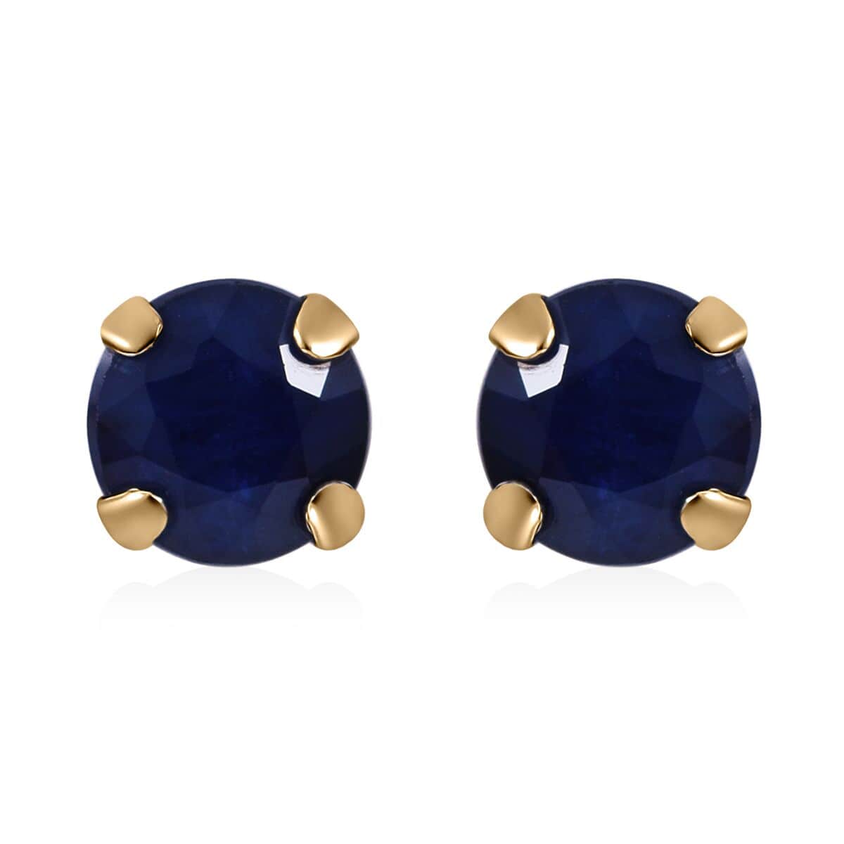 Luxoro 10K Yellow Gold Premium Madagascar Blue Sapphire (DF) Stud Earrings 1.35 ctw image number 0