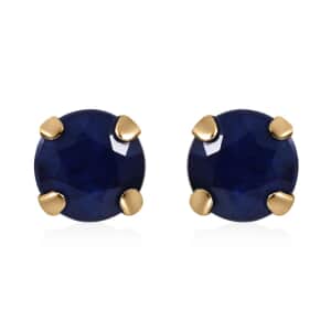 Luxoro 10K Yellow Gold Premium Madagascar Blue Sapphire (DF) Stud Earrings 1.35 ctw