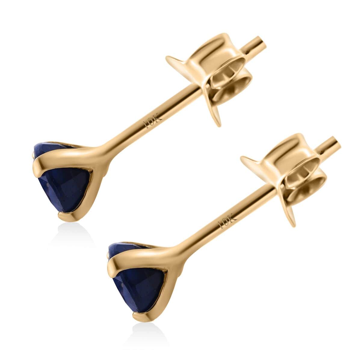 Luxoro 10K Yellow Gold Premium Madagascar Blue Sapphire (DF) Stud Earrings 1.35 ctw image number 2