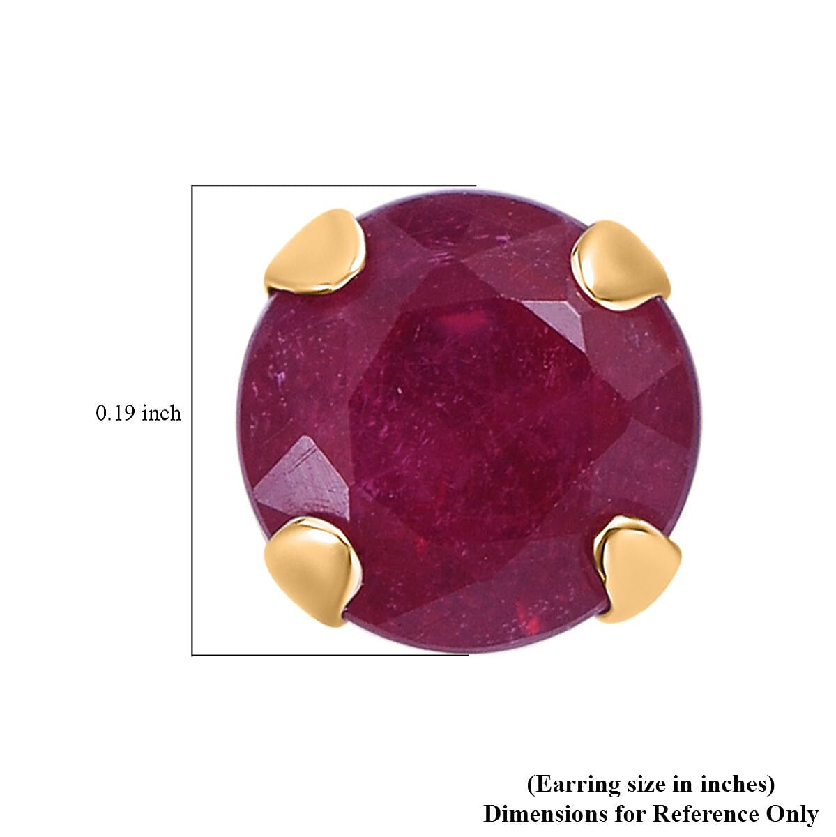 Luxoro 10K Yellow Gold Premium Niassa Ruby (FF) Solitaire Stud Earrings 1.35 ctw image number 3