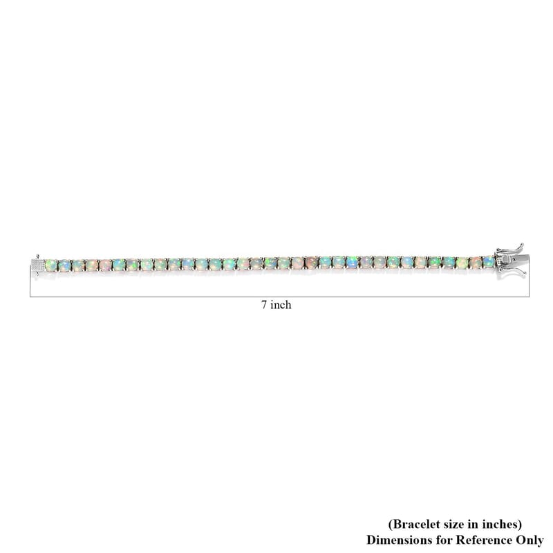 Premium Ethiopian Welo Opal Tennis Bracelet in Platinum Over Sterling Silver (6.50 In) 7.25 ctw