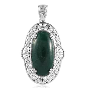 Karis Green Aventurine 24.40 ctw Pendant in Platinum Bond