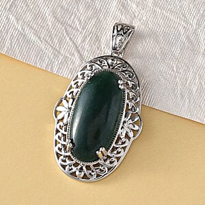 Karis Green Aventurine 24.40 ctw Pendant without Chain in Platinum Bond