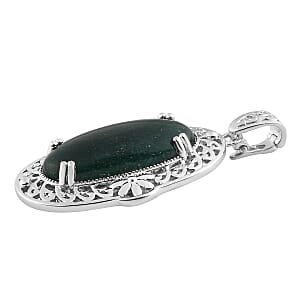 Karis Green Aventurine 24.40 ctw Pendant without Chain in Platinum Bond