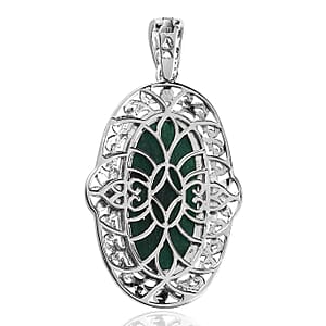 Karis Green Aventurine 24.40 ctw Pendant without Chain in Platinum Bond