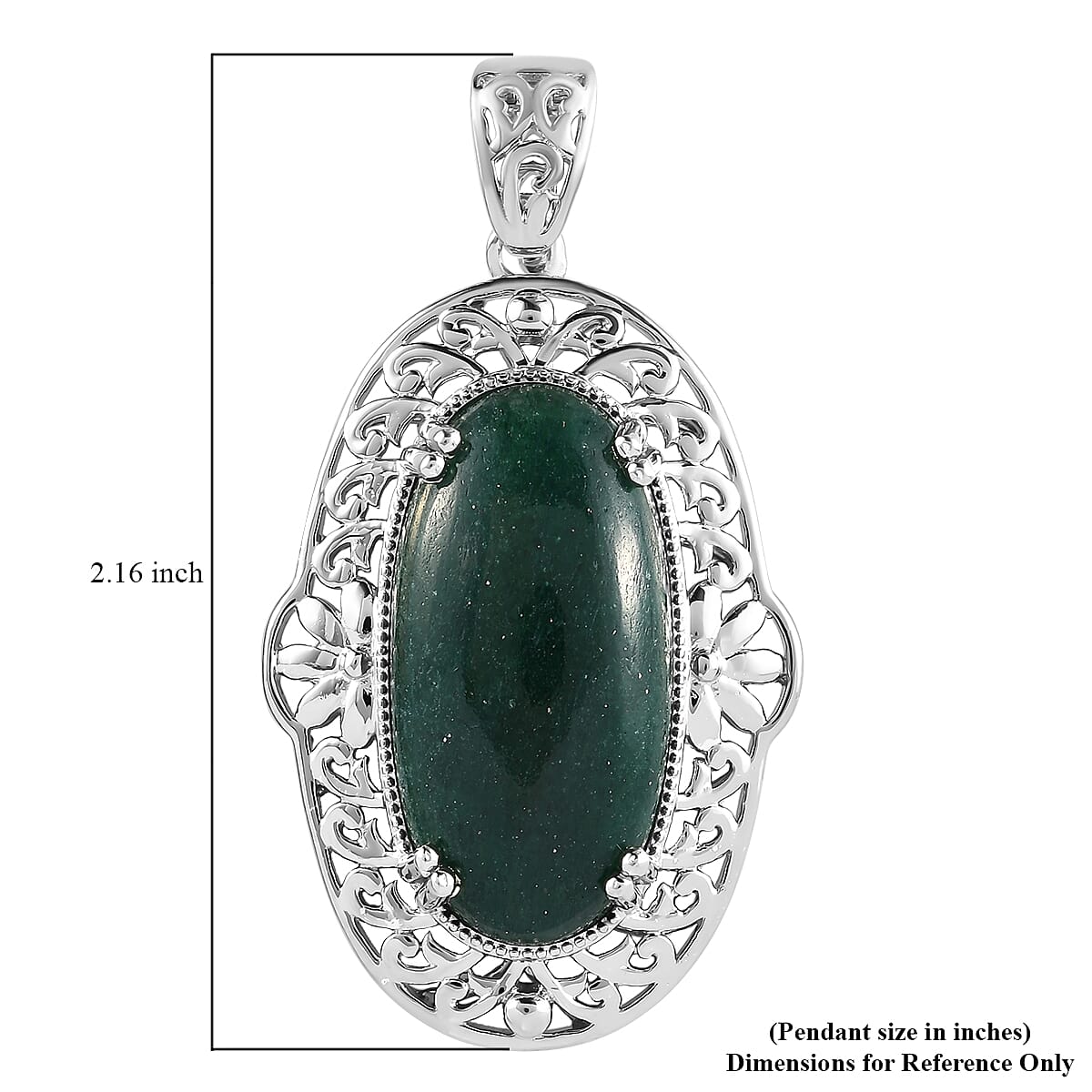 Karis Green Aventurine 24.40 ctw Pendant without Chain in Platinum Bond