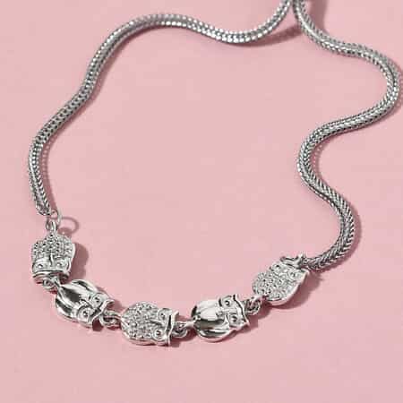 Diamond Accent Owl Bolo Bracelet in Platinum Over Sterling Silver and Stainless Steel image number 2