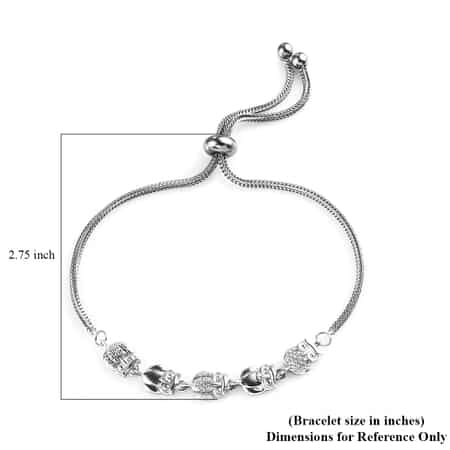 Diamond Accent Owl Bolo Bracelet in Platinum Over Sterling Silver and Stainless Steel image number 6
