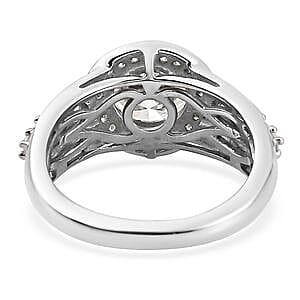 Moissanite 1.88 ctw Ring in Platinum Over Sterling Silver (Size 5.5)