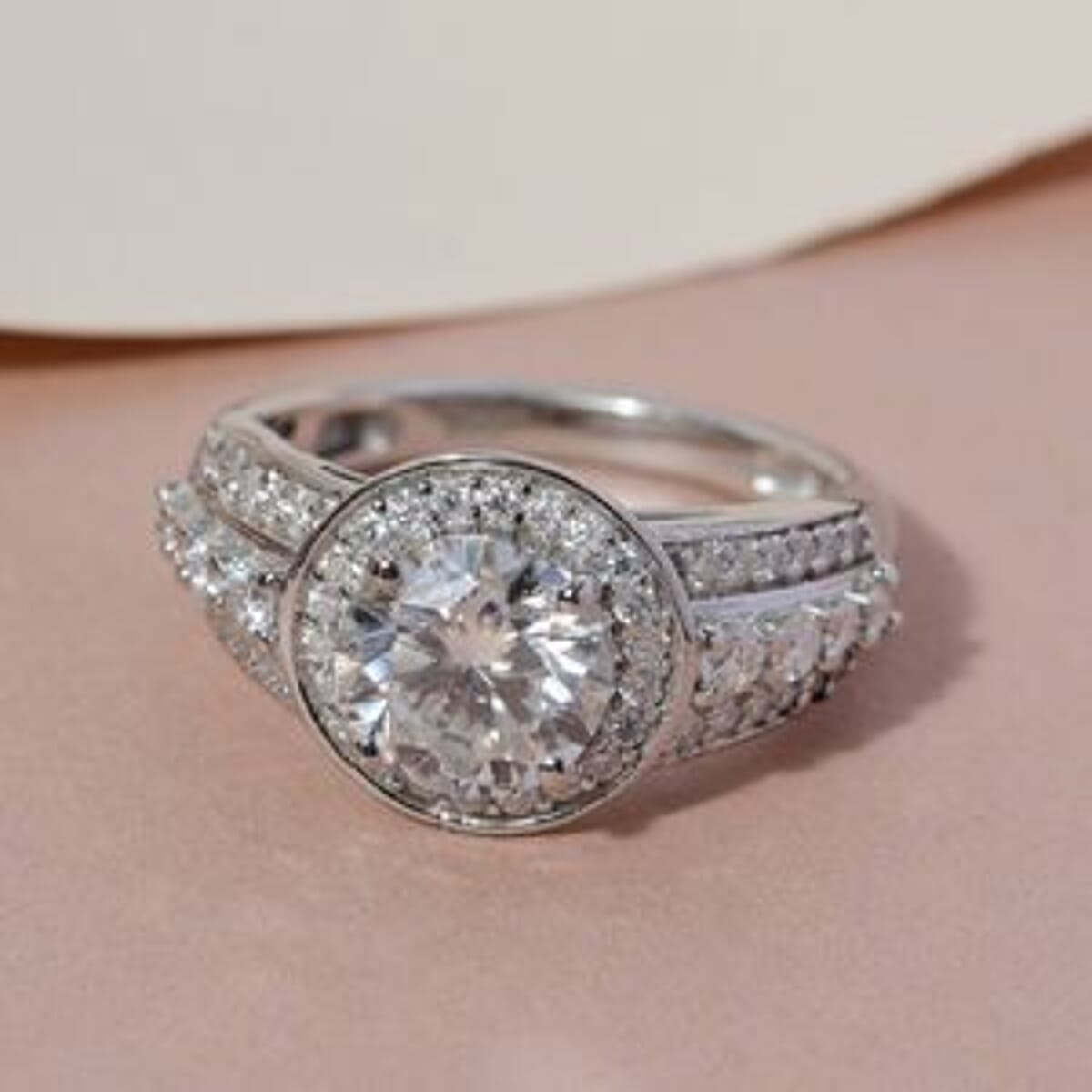 Moissanite 1.89 ctw Ring in Platinum Over Sterling Silver (Size 10) image number 1