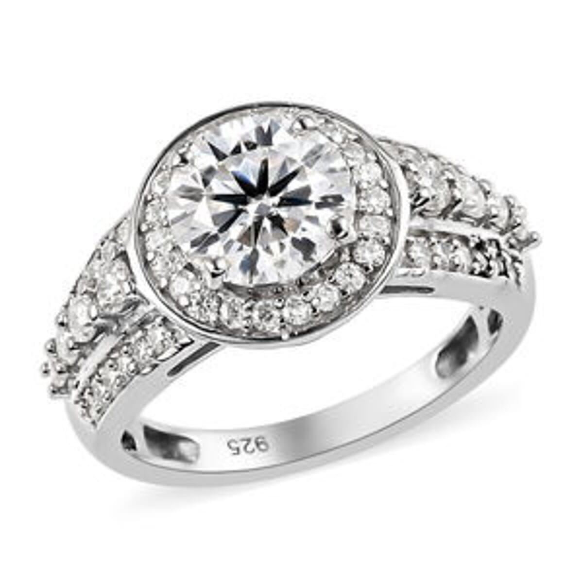Moissanite 1.89 ctw Ring in Platinum Over Sterling Silver (Size 10) image number 3