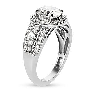 Moissanite 1.89 ctw Ring in Platinum Over Sterling Silver (Size 10)