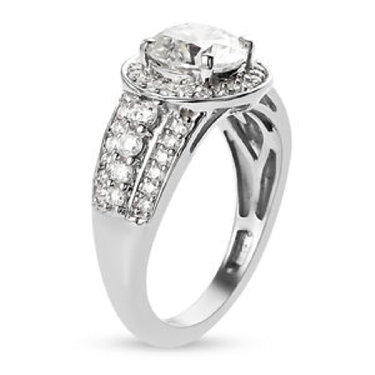 Moissanite 1.89 ctw Ring in Platinum Over Sterling Silver (Size 10) image number 4