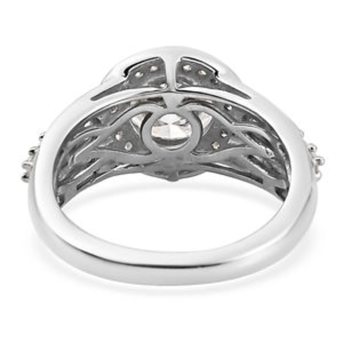 Moissanite 1.89 ctw Ring in Platinum Over Sterling Silver (Size 10) image number 5