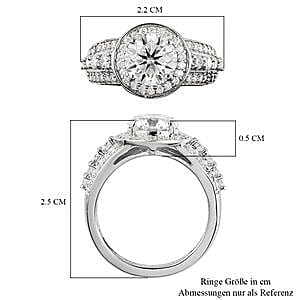 Moissanite 1.89 ctw Ring in Platinum Over Sterling Silver (Size 10)