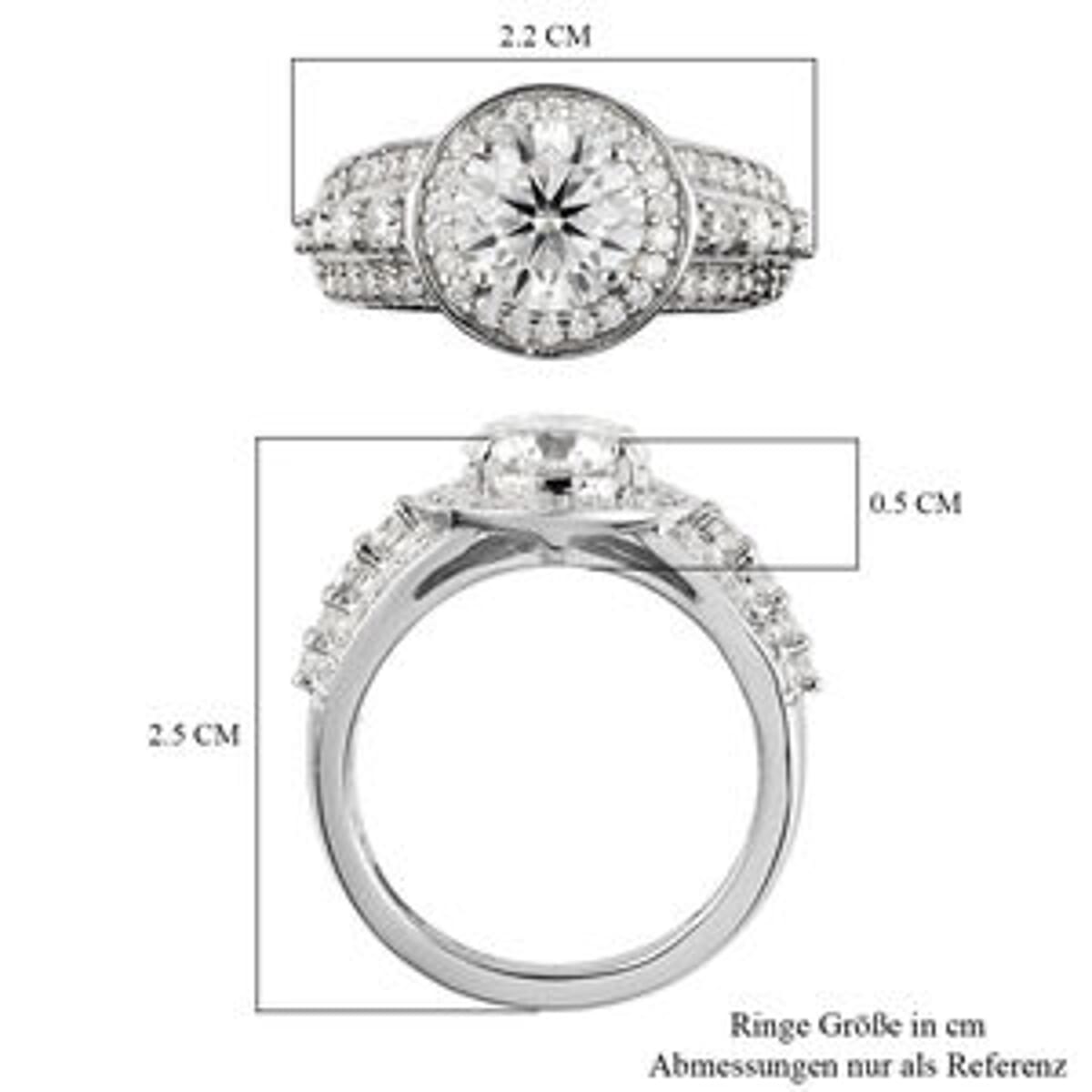 Moissanite 1.89 ctw Ring in Platinum Over Sterling Silver (Size 10) image number 6