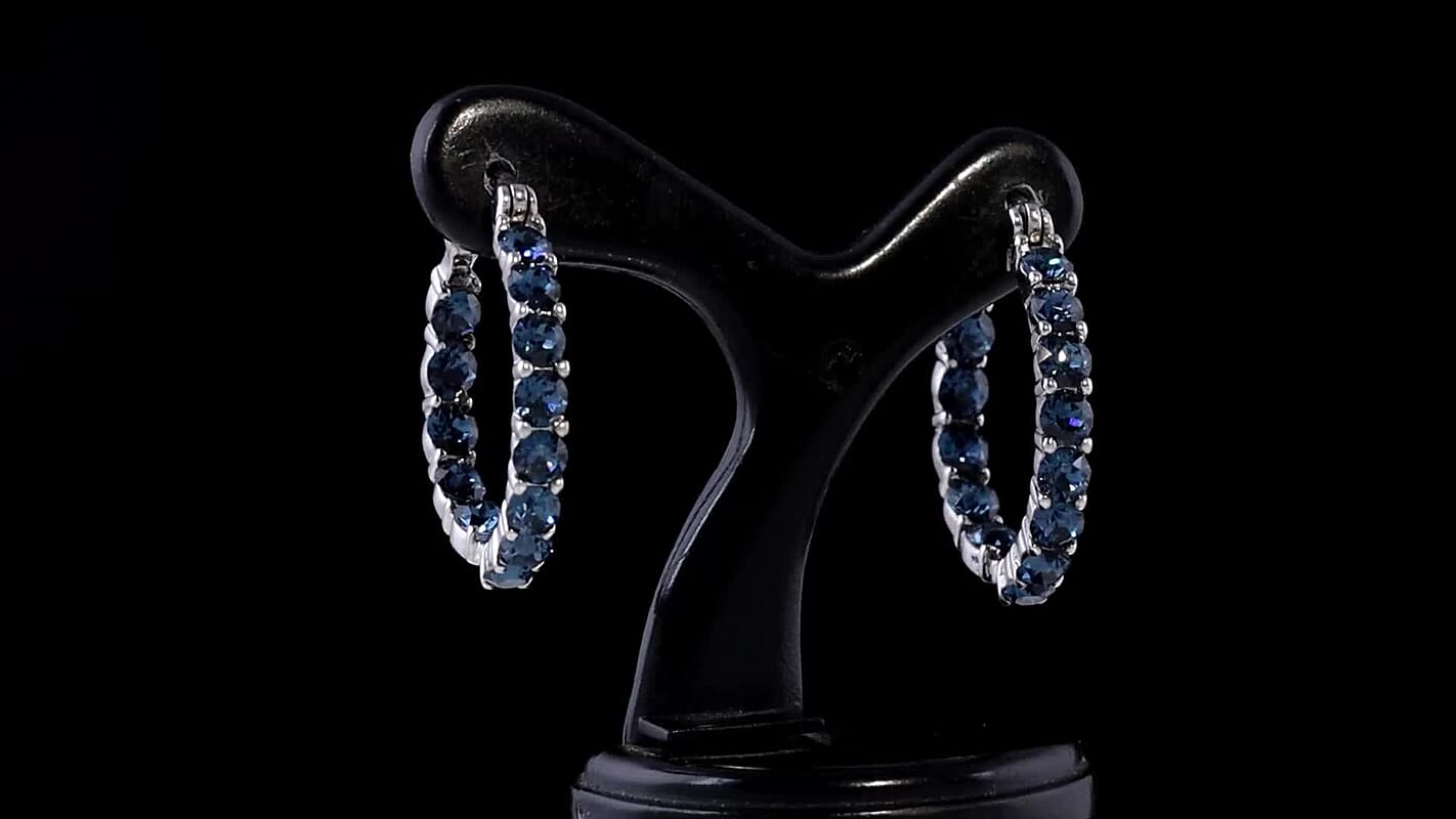 Montana Crystal Hoop Earrings in Stainless Steel 2.15 ctw