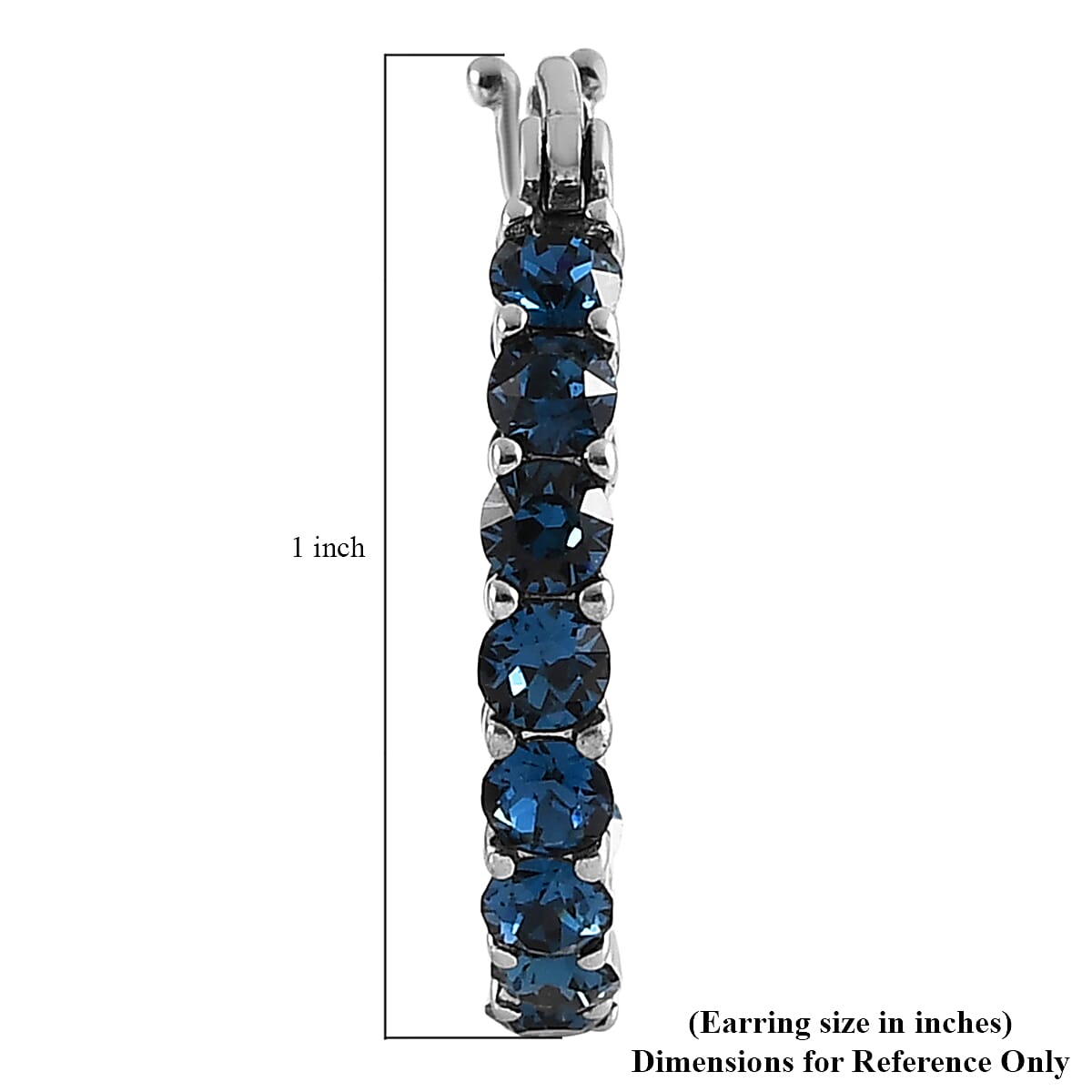 J Francis Embellished with Montana Crystal by Swarovski Hoop Earrings in Stainless Steel