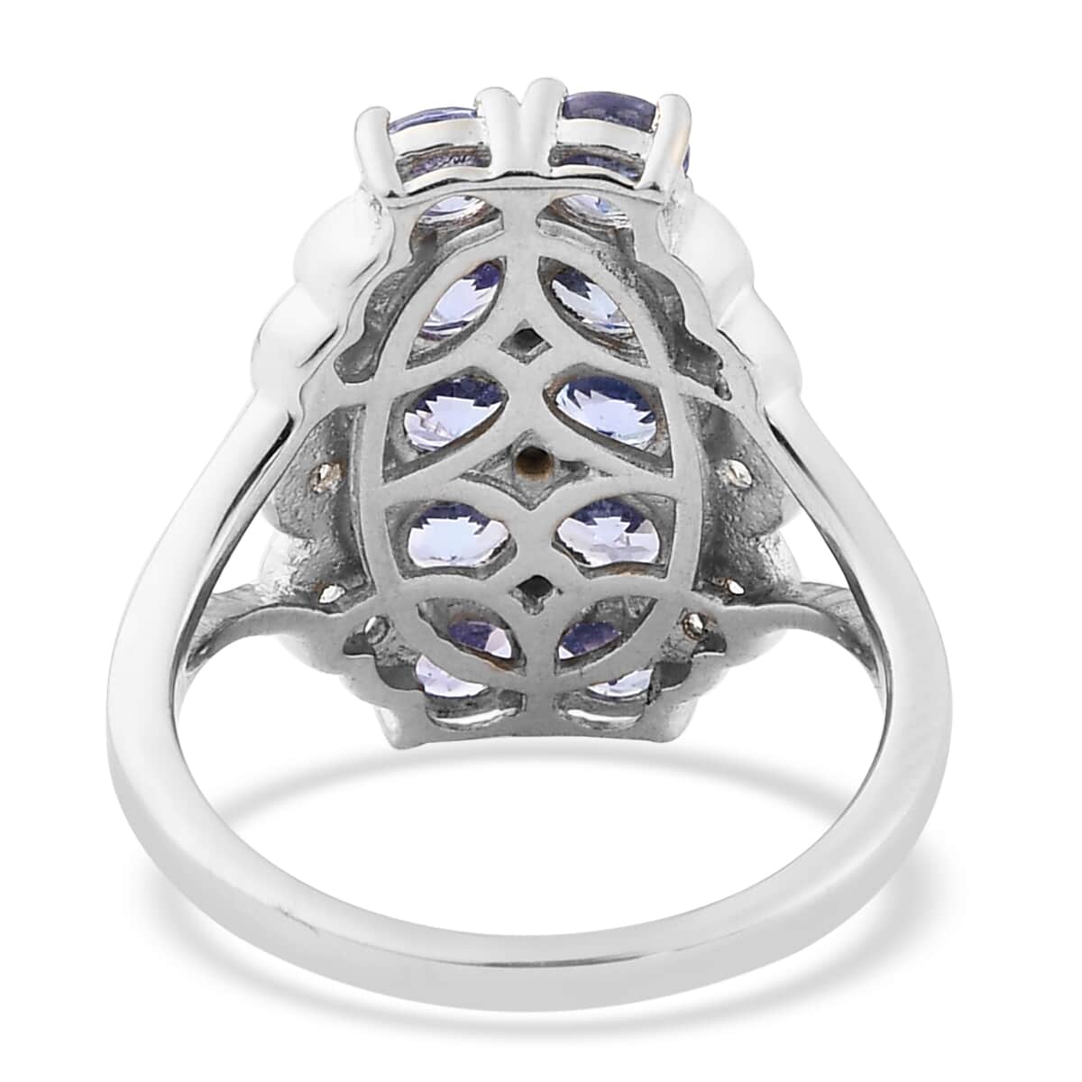Tanzanite and Natural White Zircon Ring in Platinum Over Sterling Silver (Size 9.0) 2.90 ctw image number 4