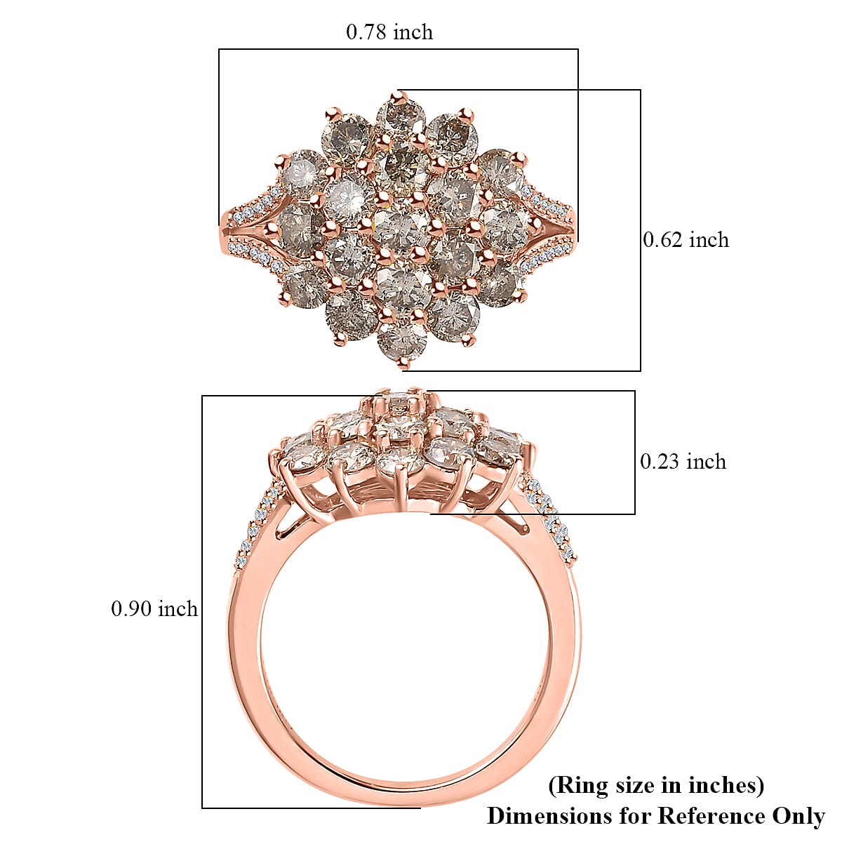 Luxoro 10K Rose Gold Natural Champagne and White Diamond Floral Ring (Size 10.0) 2.00 ctw