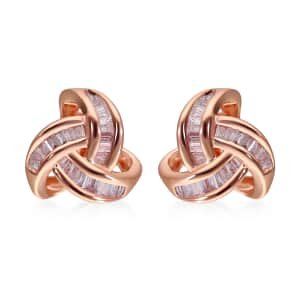Natural Pink Diamond I3 Love Knot Stud Earrings in Vermeil Rose Gold Over Sterling Silver 0.25 ctw