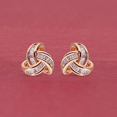 Natural Pink Diamond I3 Love Knot Stud Earrings in Vermeil Rose Gold Over Sterling Silver 0.25 ctw