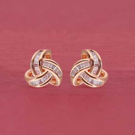 Natural Pink Diamond I3 Love Knot Stud Earrings in Vermeil Rose Gold Over Sterling Silver 0.25 ctw image number 1