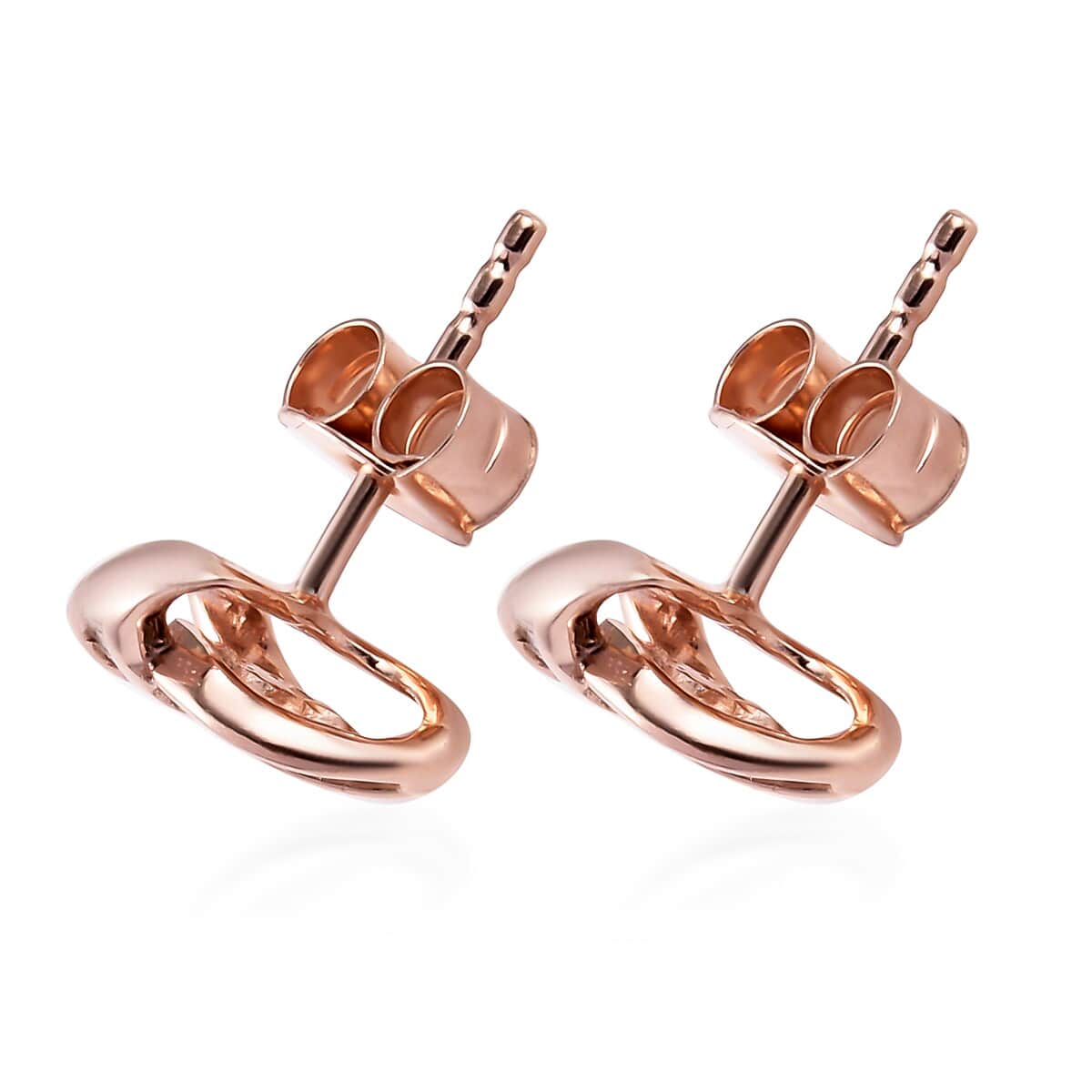 Natural Pink Diamond I3 Love Knot Stud Earrings in Vermeil Rose Gold Over Sterling Silver 0.25 ctw image number 3
