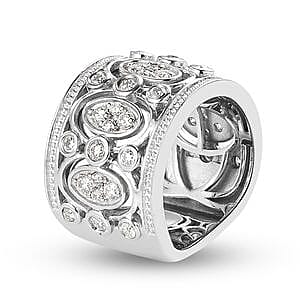 Moissanite 0.88 ctw Ring in Platinum Over Sterling Silver (Size 5.5)