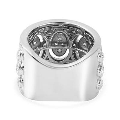 Moissanite 0.88 ctw Ring in Platinum Over Sterling Silver (Size 5.5)