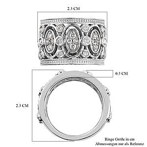 Moissanite 0.88 ctw Ring in Platinum Over Sterling Silver (Size 5.5)