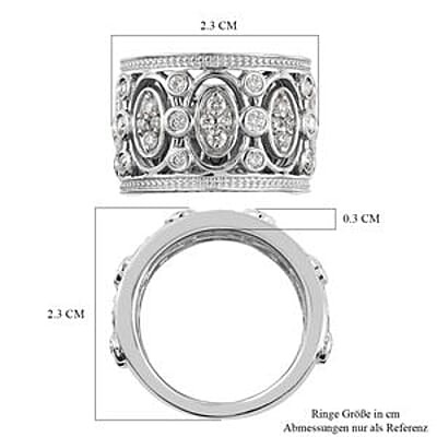 Moissanite 0.88 ctw Ring in Platinum Over Sterling Silver (Size 5.5)