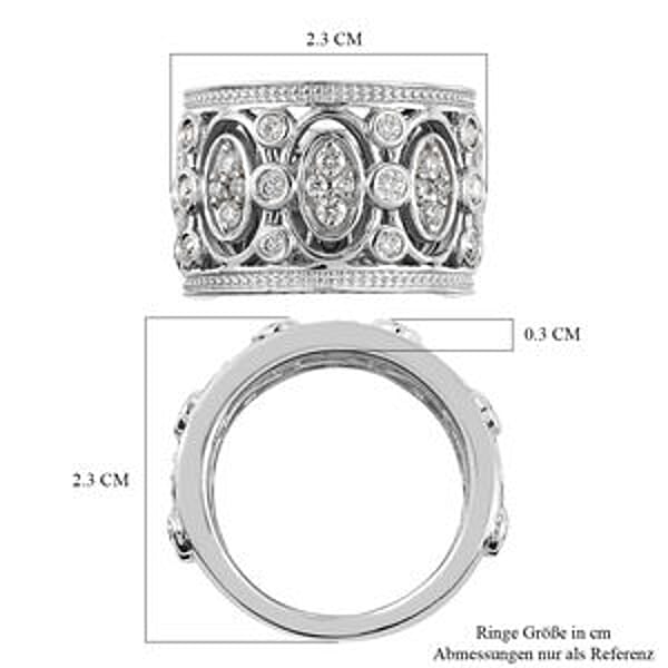 Moissanite 0.88 ctw Ring in Platinum Over Sterling Silver (Size 5.5)