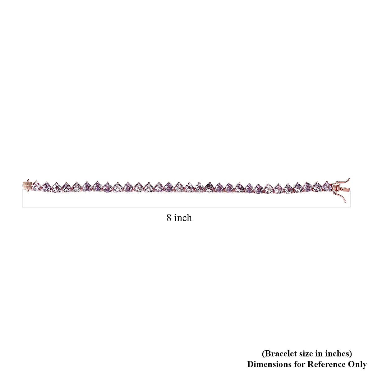 Rose De France Amethyst Tennis Bracelet For Women in Vermeil RG Over Sterling Silver, Heart Bracelet,Birthday Gifts For Her 8.00 Inches 20.40 ctw (8.00 In)